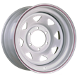 Set of  King Terra White 13x5.5 4/140 14P White - Red & Black Pinstripe Steel Wheels